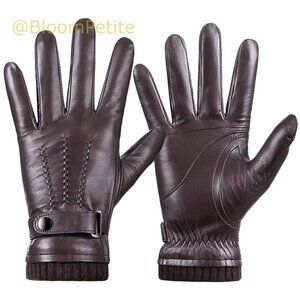 Sheepskin Leather Gloves with Cashmere Lining, Touchscreen Driving Handwear